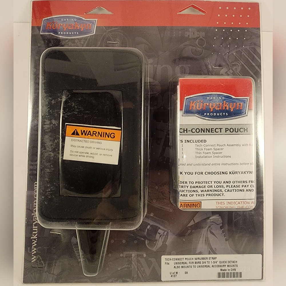 Kuryakyn Tech-Connect Accessory Pouch with Rubber Strap.